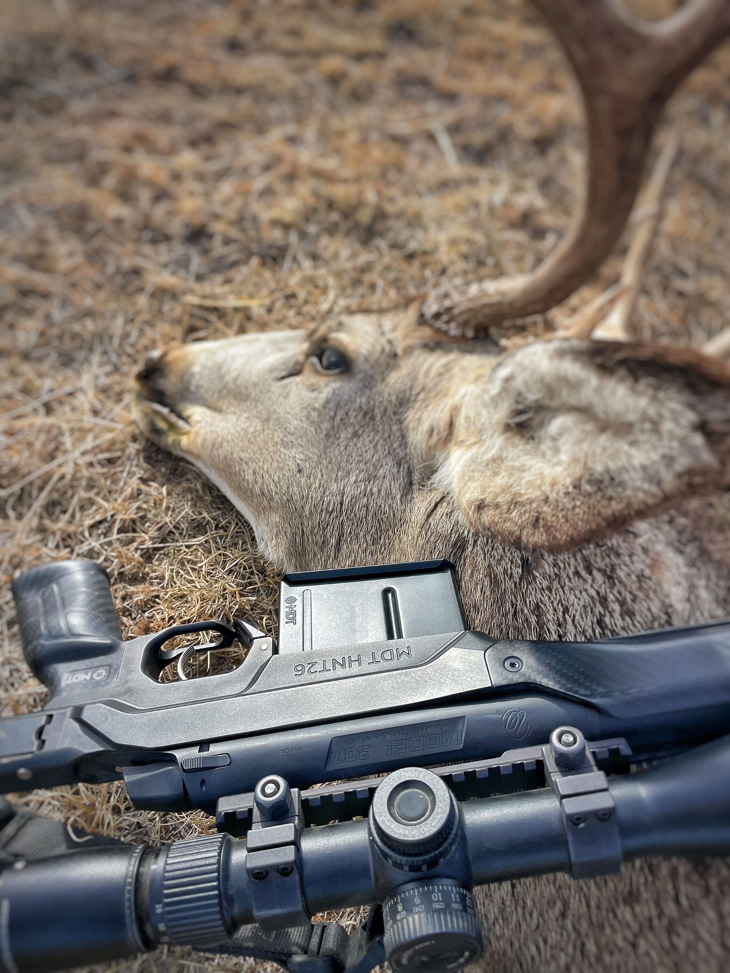 The new Alpine MDT variant of the Model 307 with integrated MDT HNT26 Chassis, Trigger Tech Adjustable Trigger, Arca rail and detachable magazine.