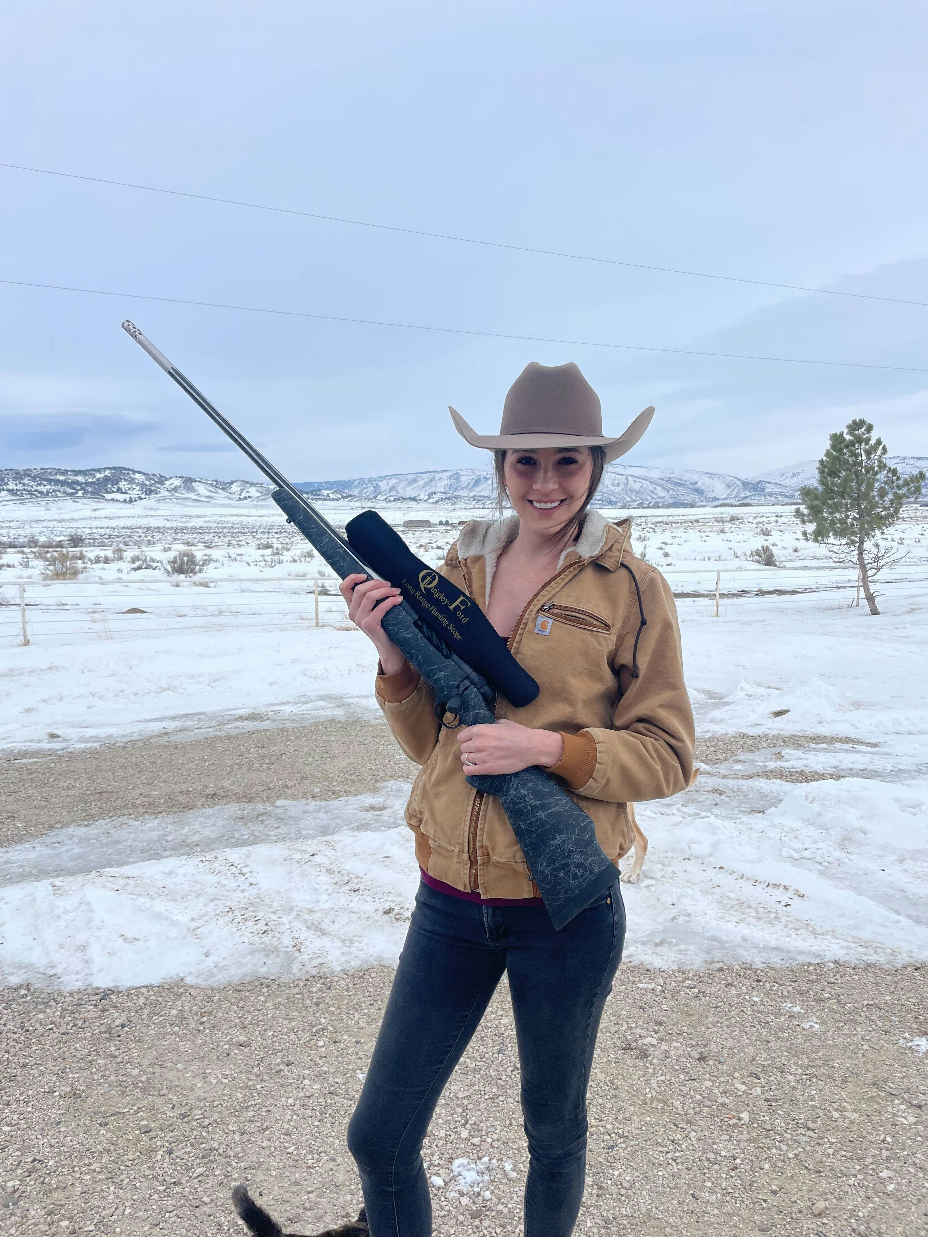 Miss Wyoming 2022 (aka, further Mrs. Seeton) sporting her own Weatherby chambered in 300 Wby Mag.